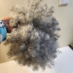 Curly Gray Kinky Puff Bun Extension Hairpiece
